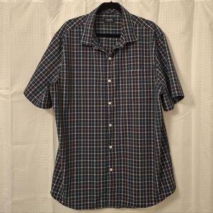 Chaps Navy Plaid Short-Sleeve Button-Down Shirt